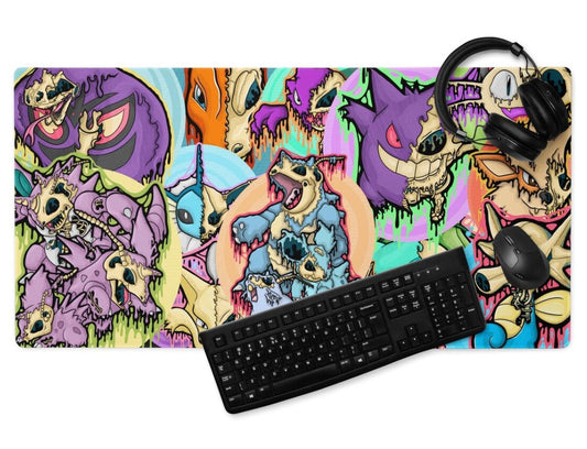 Drippy Anime Skulls Gaming Mousepad Large Gothic Anime Desk Mat Non-Slip Gamer Pad by illymakes,Choose Size