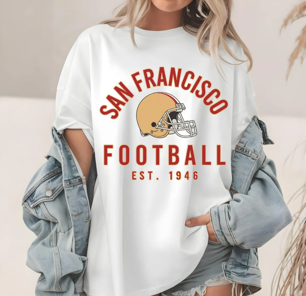San Francisco 49ers T-Shirt, San Francisco Football Helmet Tee, Vintage Sports Fan Gift, Classic Team Apparel
