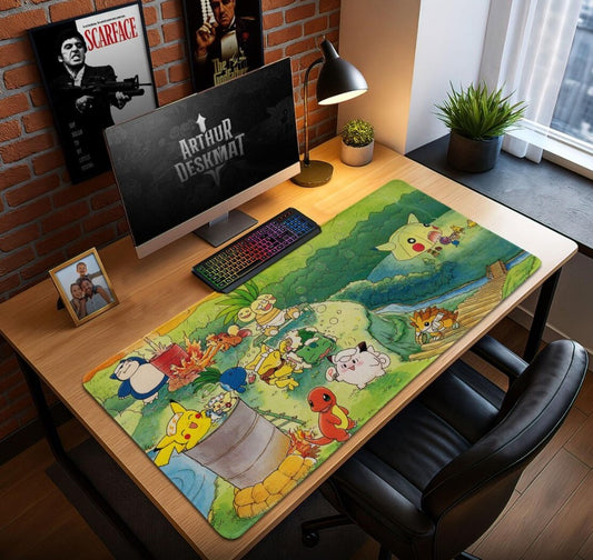 Pokemon Night Sky Mouse Pad - Pikachu Snorlax Squirtle Clefairy Anime Gaming Desk Mat, Kawaii Desk Decor Gift,Choose Size (Copy)
