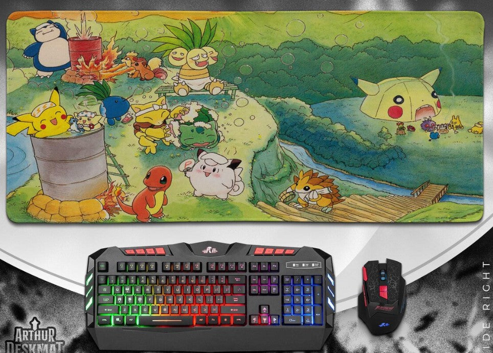 Pokemon Night Sky Mouse Pad - Pikachu Snorlax Squirtle Clefairy Anime Gaming Desk Mat, Kawaii Desk Decor Gift,Choose Size (Copy)