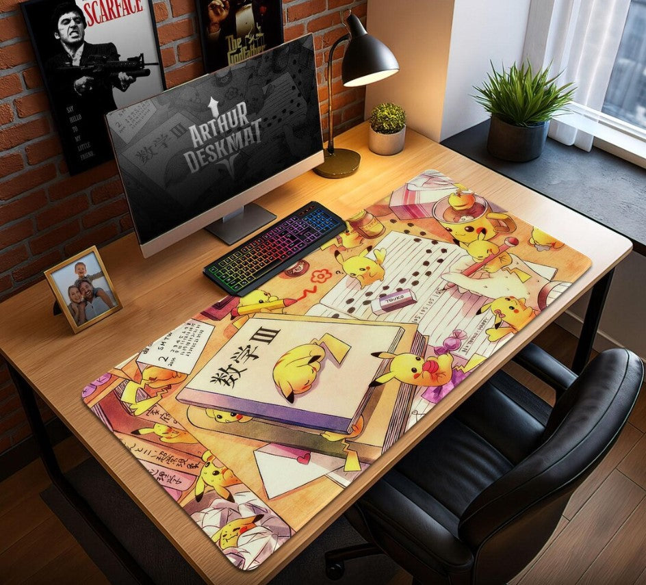 Pikachu Pokemon Mouse Pad, Cute Anime Desk Mat, Kawaii Gaming Pad, Pokemon Fan Gift, Otaku Desk Decor,Choose Size