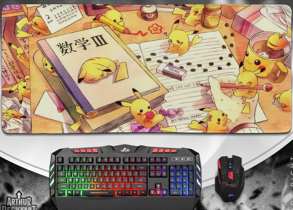 Pikachu Pokemon Mouse Pad, Cute Anime Desk Mat, Kawaii Gaming Pad, Pokemon Fan Gift, Otaku Desk Decor,Choose Size