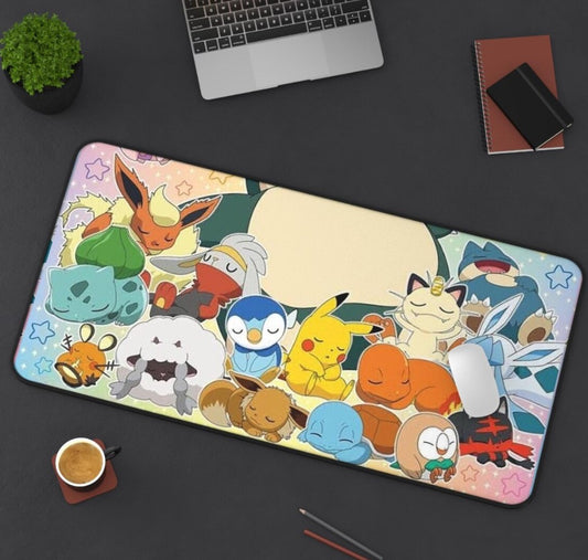 Cute Pokémon Desk Mat| Cute Pikachu & Eevee Gaming Mouse Pad, All Pokémon Characters Keyboard Mat, Large Anime Pokemon Playmat, Gift Idea,Choose Size