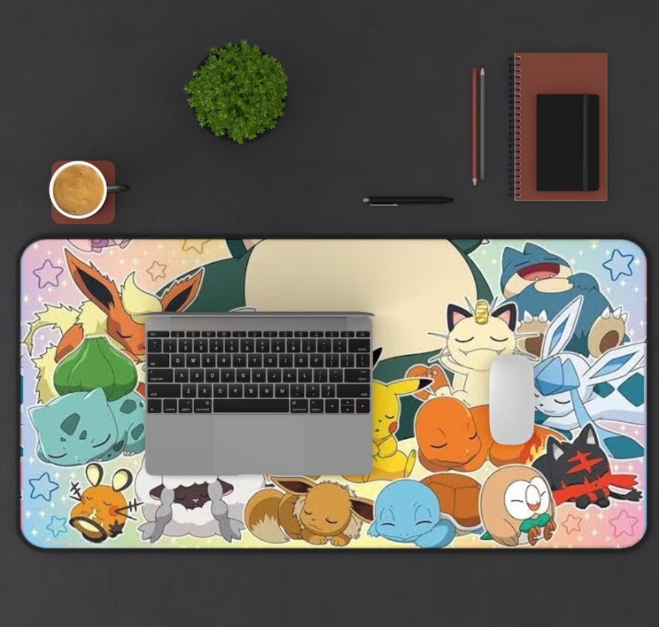 Cute Pokémon Desk Mat| Cute Pikachu & Eevee Gaming Mouse Pad, All Pokémon Characters Keyboard Mat, Large Anime Pokemon Playmat, Gift Idea,Choose Size