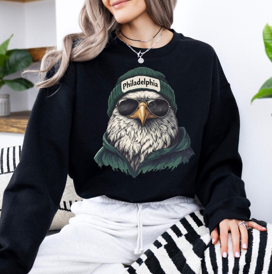 Philadelphia Football Vintage Sweatshirt, Philadelphia Eagle Mascot Sweater, Retro Game Day Crewneck, Philadelphia Fan Gift Shirts