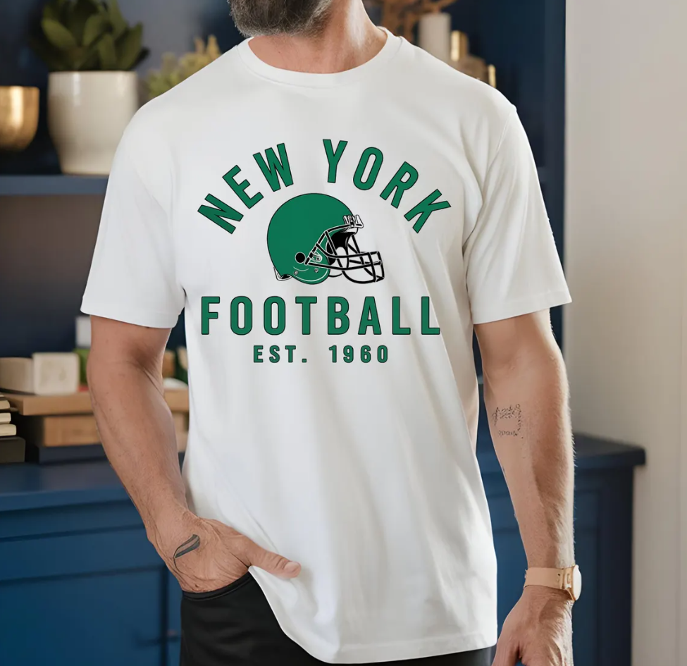 New York Jets Helmet T-Shirt, New York Football Fan Apparel, Gift for Football Lover