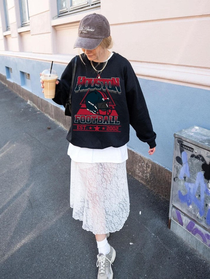 Vintage style Houston Football sweatshirt, Football shirt,Houston football Crewneck tshirt, Game day Football,American football tee