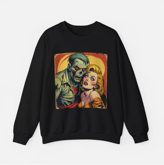 Retro Zombie Couple Halloween Gift Vintage Horror Graphic Unisex Sweatshirt