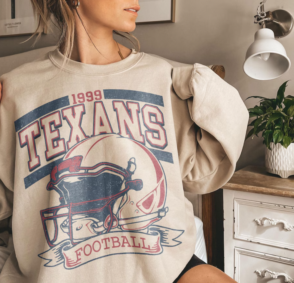 Vintage 90s Retro Style Houston Texans Football, 90s Bootleg, T Shirt Retro Style Sweatshirt Crewneck, Vintage style Houston Texans fan