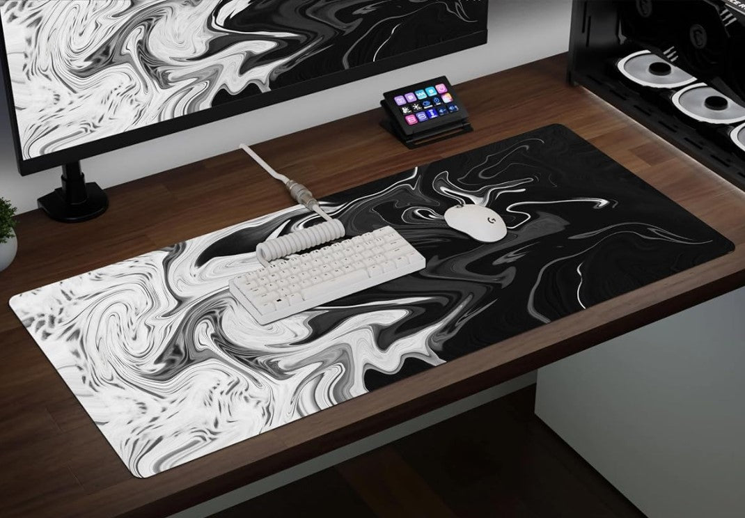 Gaming Mouse Pad XXL & XXXL Full Desk ART style & Mousepad Non-Slip Rubber Base Big Keyboard Mat with Stitched Edges for Gaming