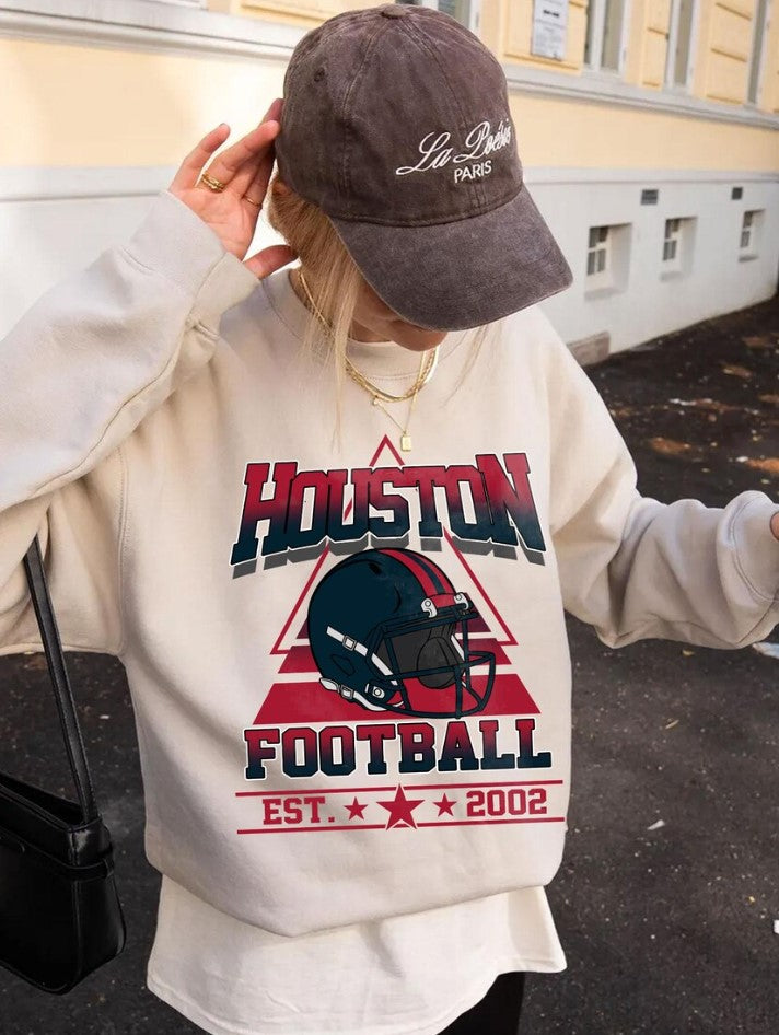 Vintage style Houston Football sweatshirt, Football shirt,Houston football Crewneck tshirt, Game day Football,American football tee