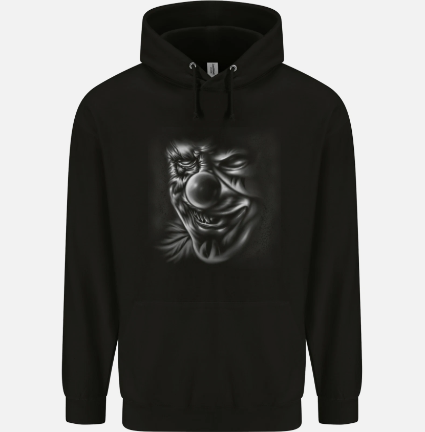 Evil Clown Face Demon Skull Halloween Mens Hoodie