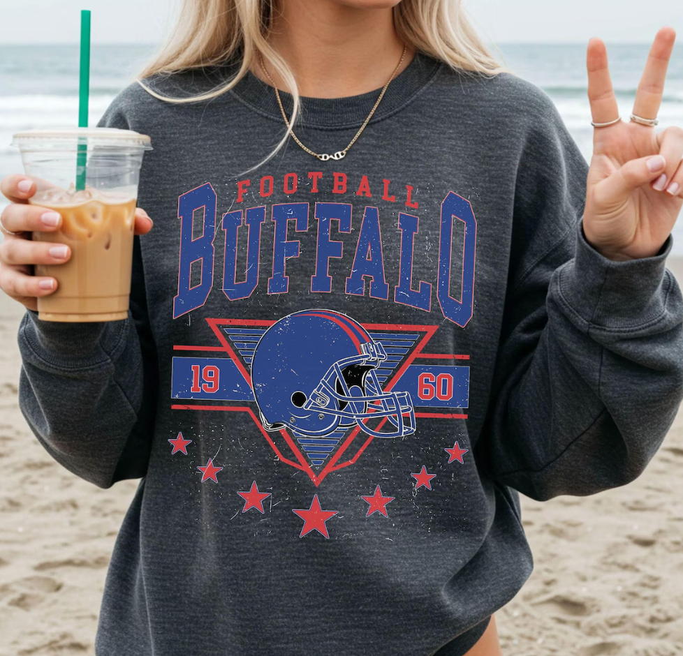 Vintage 90s Buffalo Football Vintage Sweatshirt Tee, Buffalo Bill Crewneck Sweatshirt,Buffalo New York,Buffalo Bill Fan Gift Sunday Football