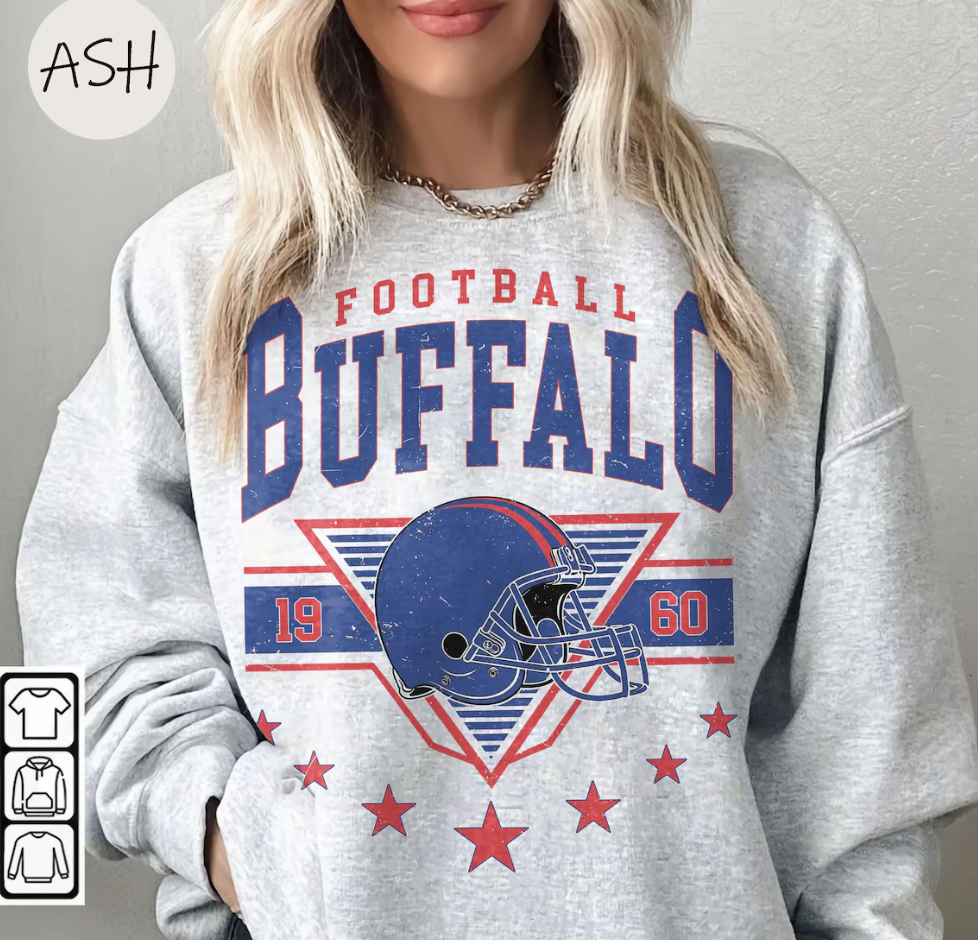 Vintage 90s Buffalo Football Vintage Sweatshirt Tee, Buffalo Bill Crewneck Sweatshirt,Buffalo New York,Buffalo Bill Fan Gift Sunday Football