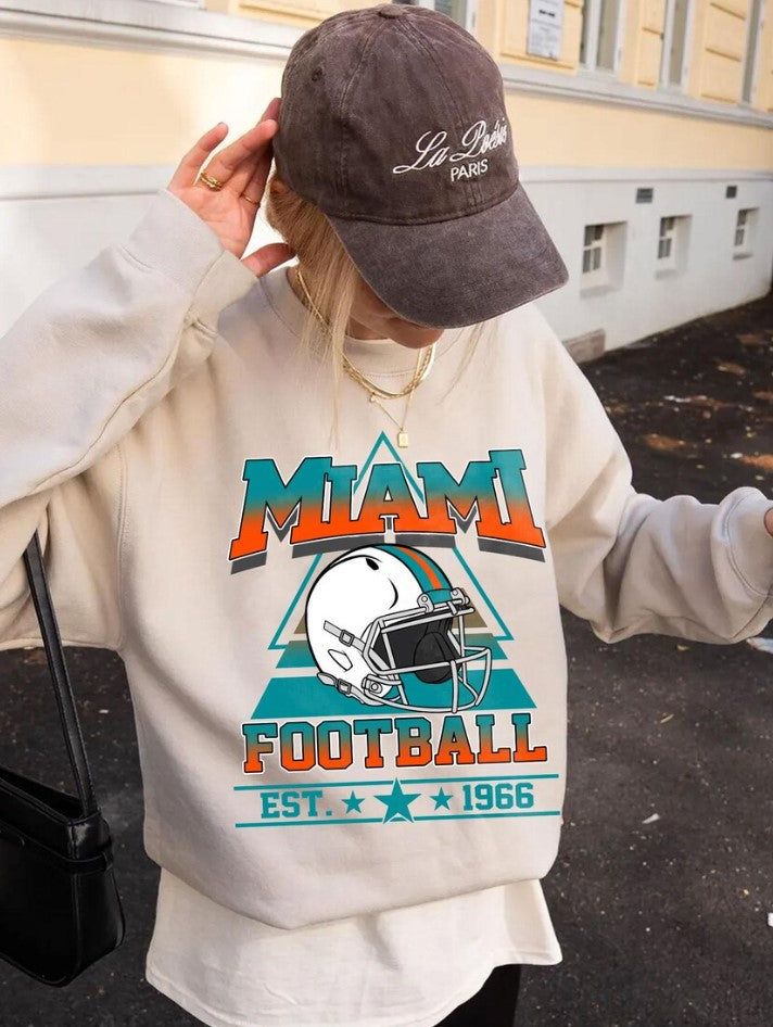 Miami Football Vintage Sweatshirt T-Shirt, Retro Miami Football Sweatshirt, Miami Dolphin Football T-Shirt, Dolphins Football Fan Gift