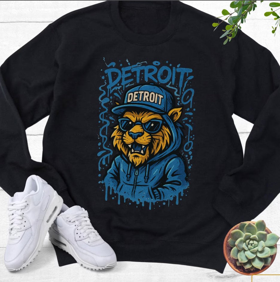 Detroit Football Sweatshirt And Tshirt, Detroit Game Day Graffiti Style Shirt, Detroit Football Sports Gear Varsity Shirt