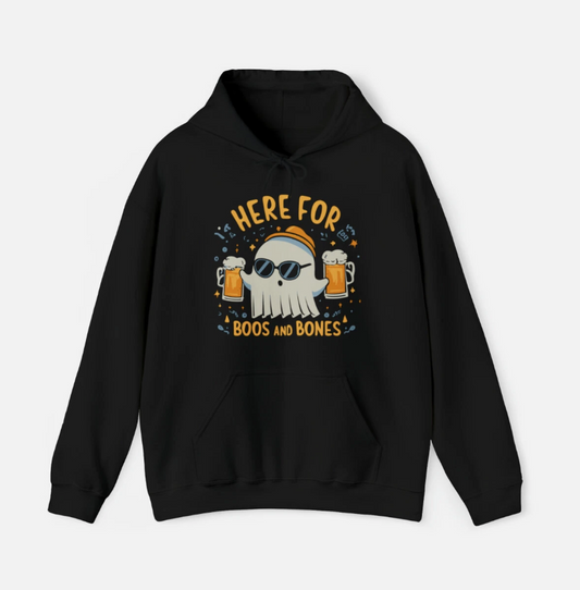 Here For Boos And Bones Halloween Graphic Hoodie