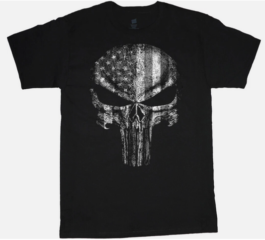 Mens Big and Tall T-shirts American Flag Skull Graphic Tees Bigmen Clothing