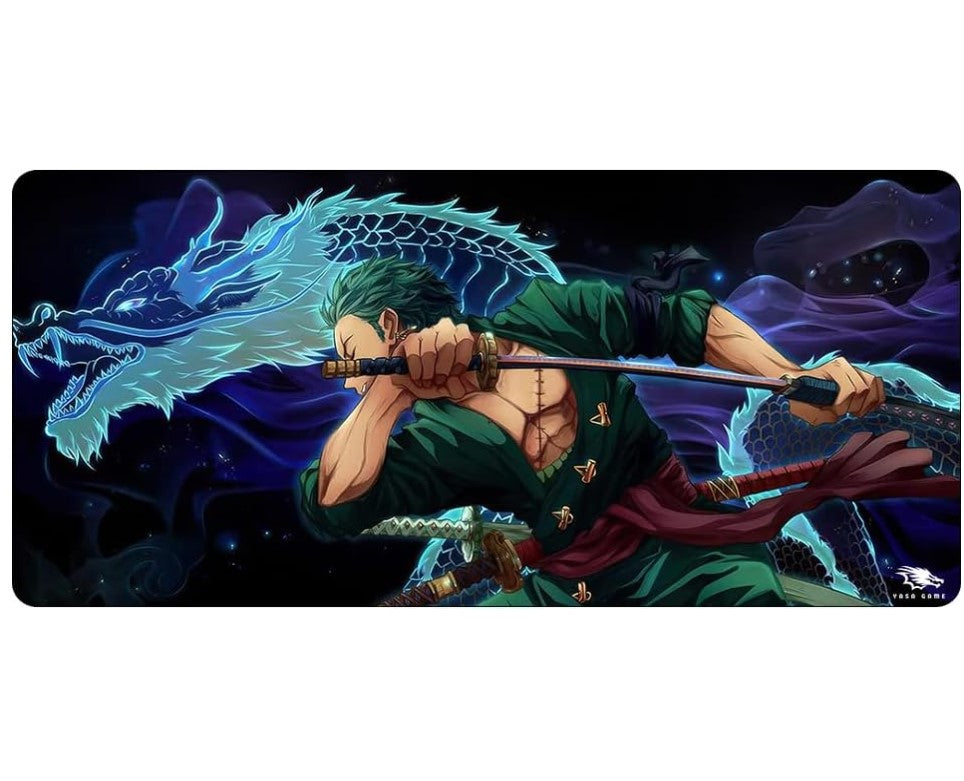 Gaming Mouse Pad XXL & XXXL Full Desk ART style & Mousepad Non-Slip Rubber Base Big Keyboard Mat with Stitched Edges for Gaming (Zoro)