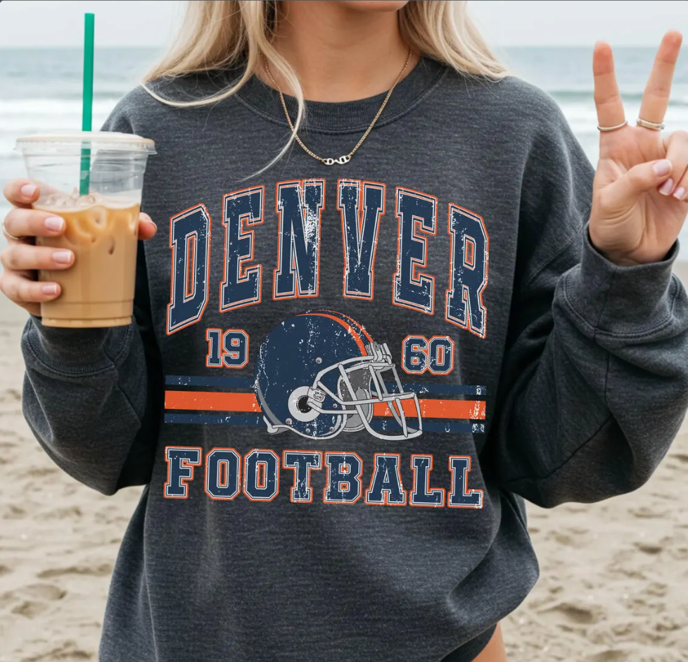 Vintage 90s Style Denver Football Sweatshirt, Game Day Shirt, Denver Team Football Shirt, Sunday Denver, Denver Football