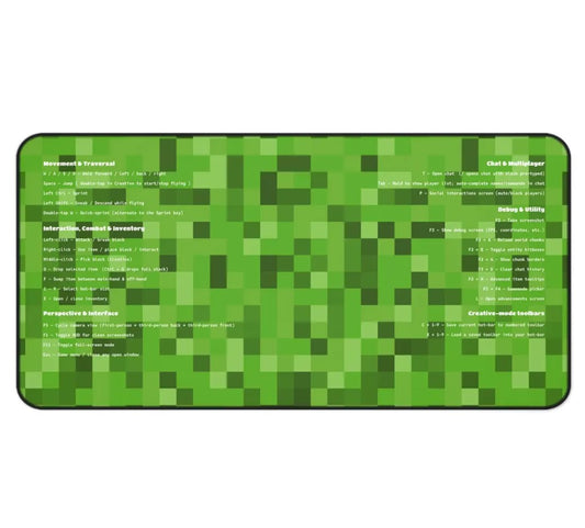 Gaming Desk Mat - Perfect for Gamers, Works with Minecraft, Console Decor, Mouse Pad Alternative, Choose Size