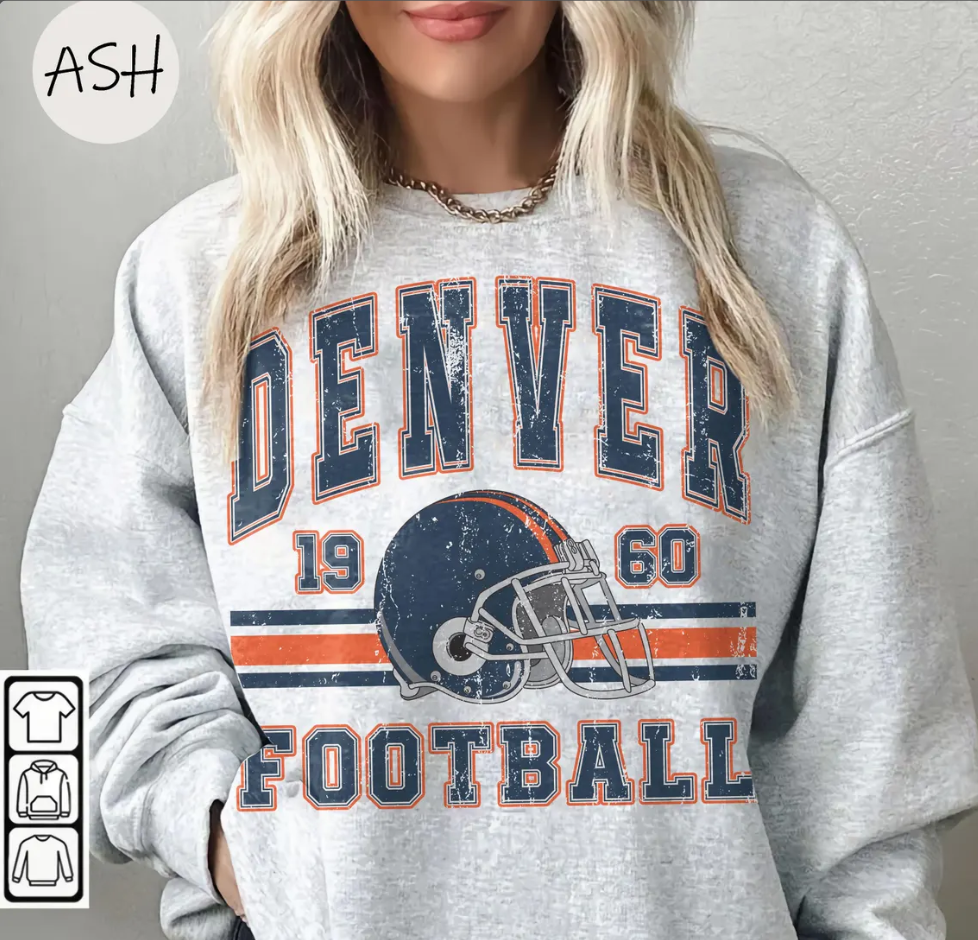 Vintage 90s Style Denver Football Sweatshirt, Game Day Shirt, Denver Team Football Shirt, Sunday Denver, Denver Football