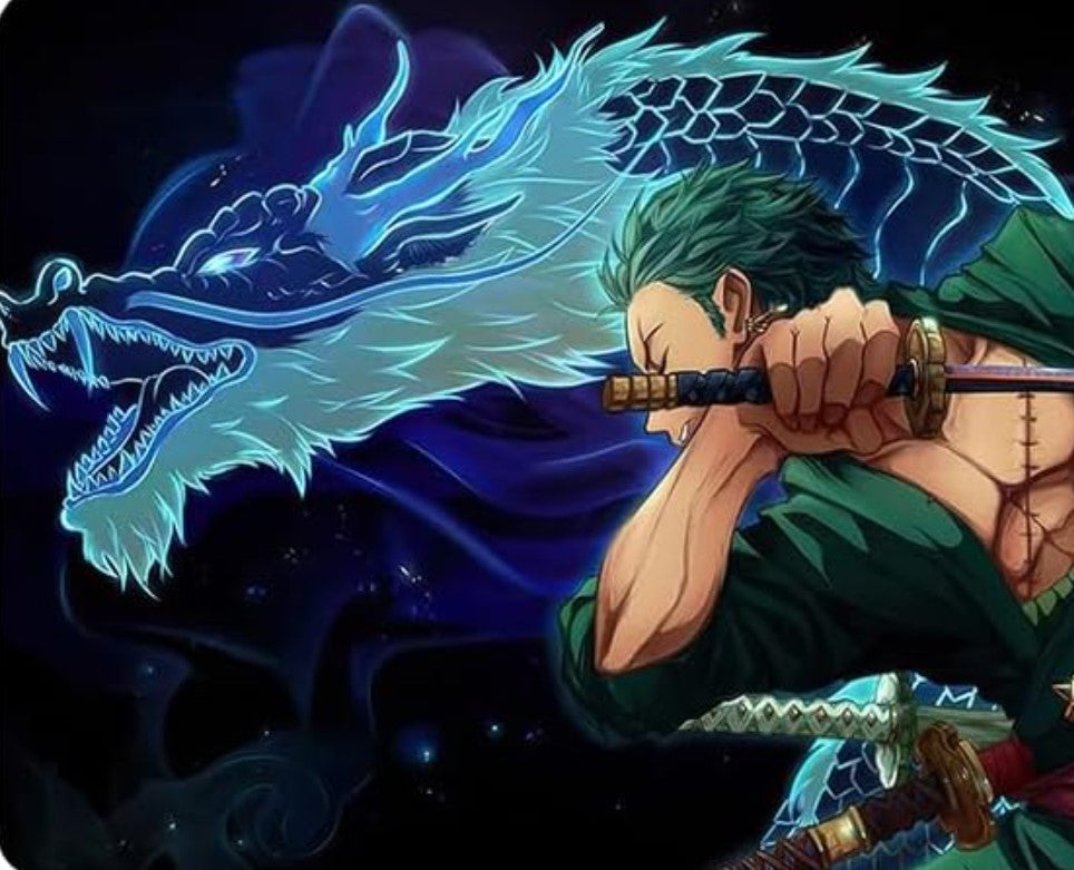 Gaming Mouse Pad XXL & XXXL Full Desk ART style & Mousepad Non-Slip Rubber Base Big Keyboard Mat with Stitched Edges for Gaming (Zoro)