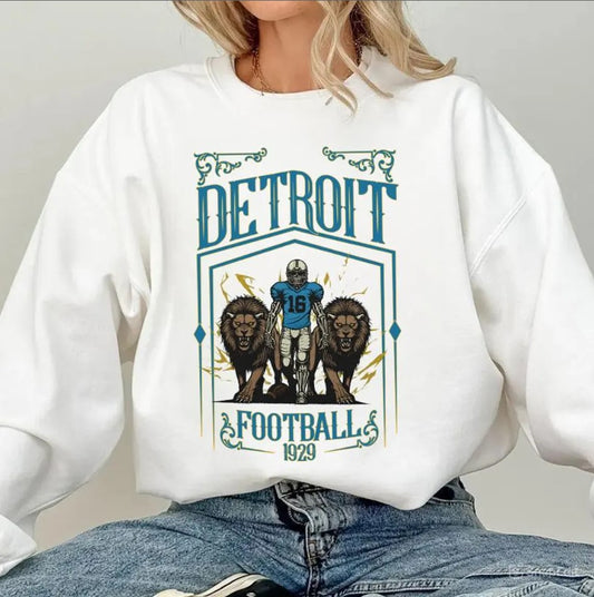 Detroit Football Skull Vintage Sweatshirt,Gifts for Detroit Fans,Football Game Day Sweatshirt,Detroit Football Crewneck Shirt,Football shirt