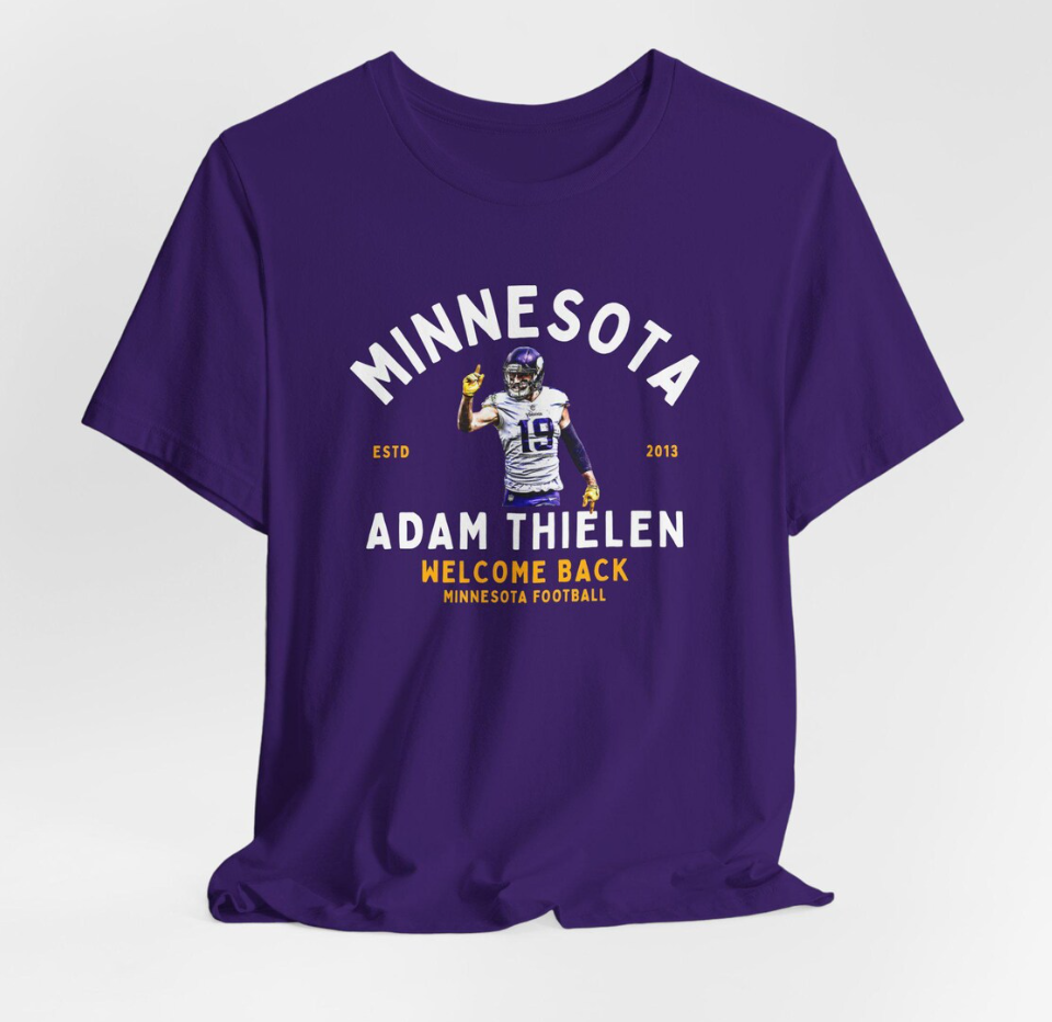 Minnesota Vikings Adam Thielen Shirt, Thielen back to Minnesota Tee, Unisex Jersey Short Sleeve, Football Fan, NFL T-shirt, Vikings Apparel