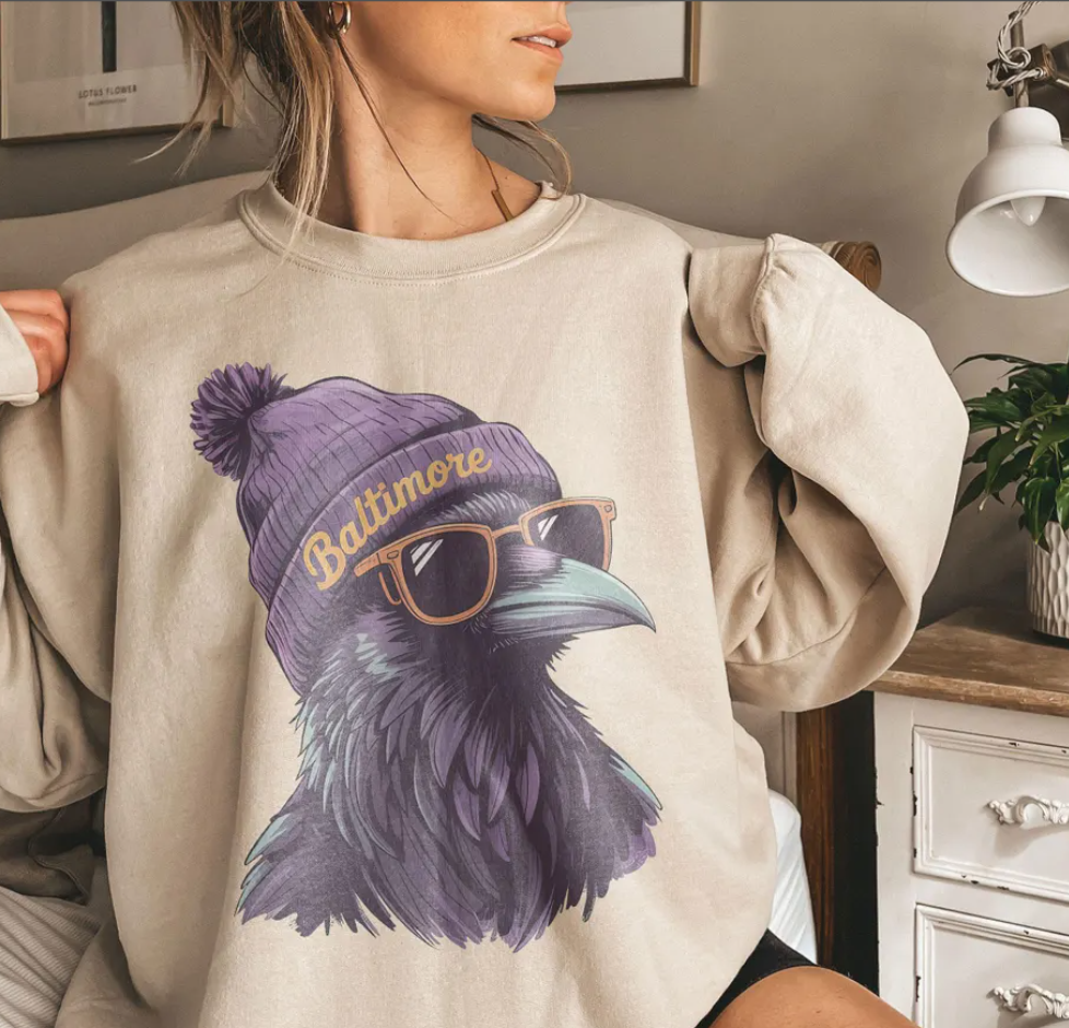 Vintage 90s Style Baltimore Football Sweatshirt, Retro Sports Fan Shirt, Trendy Game Day Gift Tee, Baltimore Mascot Sweatshirt NFL Fan Shirt