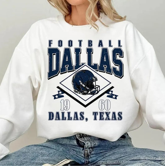 Vintage style Dallas Football Sweatshirt,Sunday Football Shirt, 90s Style Sports Fan Sweater, Unisex Cozy Crewneck, Football shirt