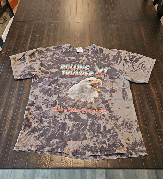 Vtg Rolling Thunder Mens Eagle Pow Mia Tye Dye Ride Freedom T Shirt USA