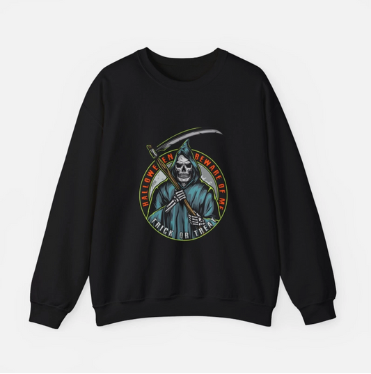 Spooky Grim Reaper Halloween Retro Graphic Fall Unisex Sweatshirt