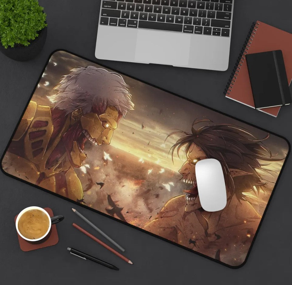 Anime Attack On Titan Eren x Reiner Desk Mat, Mouse Pad, AOT, Choose Size