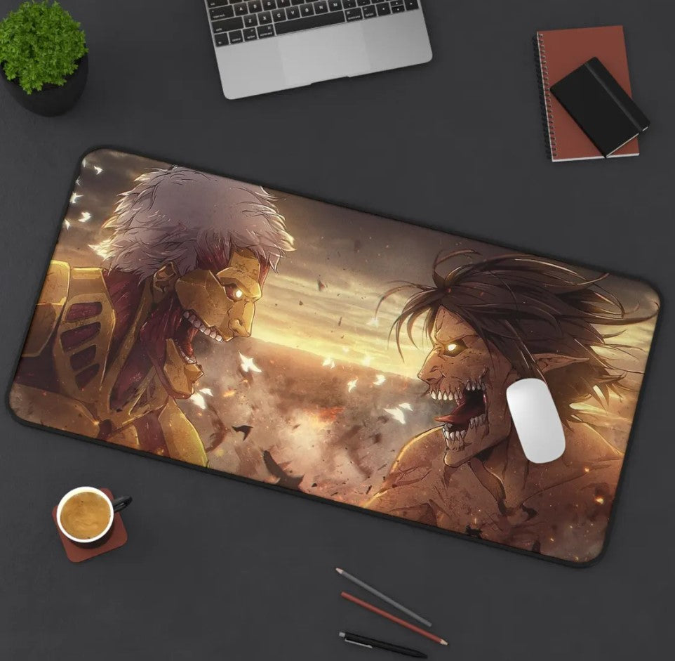 Anime Attack On Titan Eren x Reiner Desk Mat, Mouse Pad, AOT, Choose Size