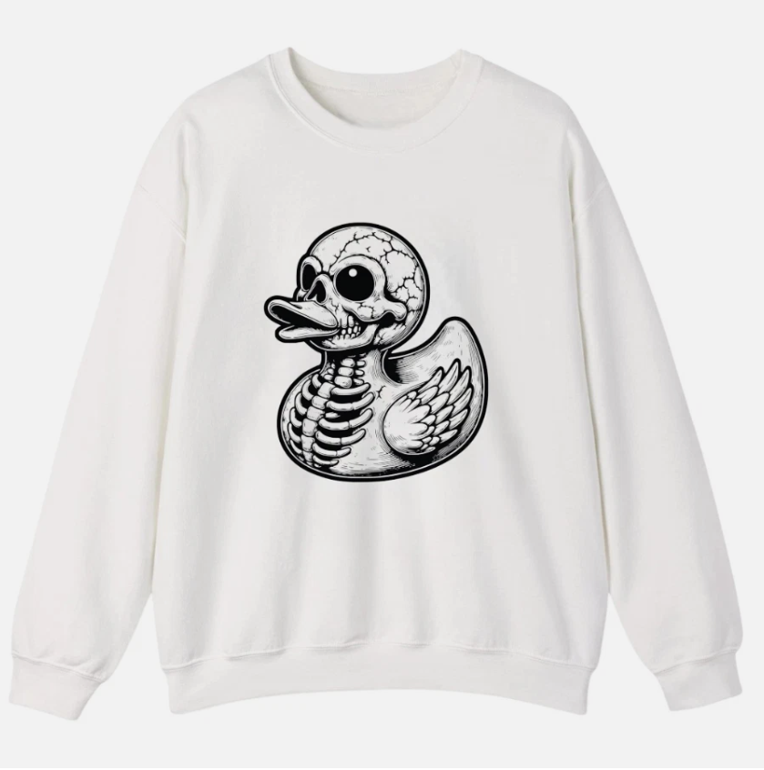 Quirky Rubber Skeleton Halloween Unisex Sweatshirt Funny Spooky Graphic