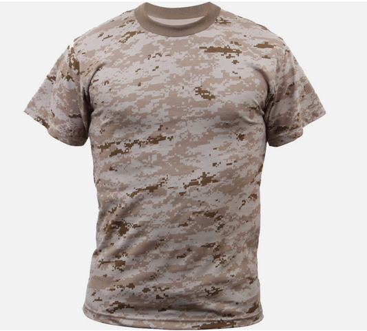 Mens Desert Digital Camouflage Tactical Military Short Sleeve Camo T-Shirt