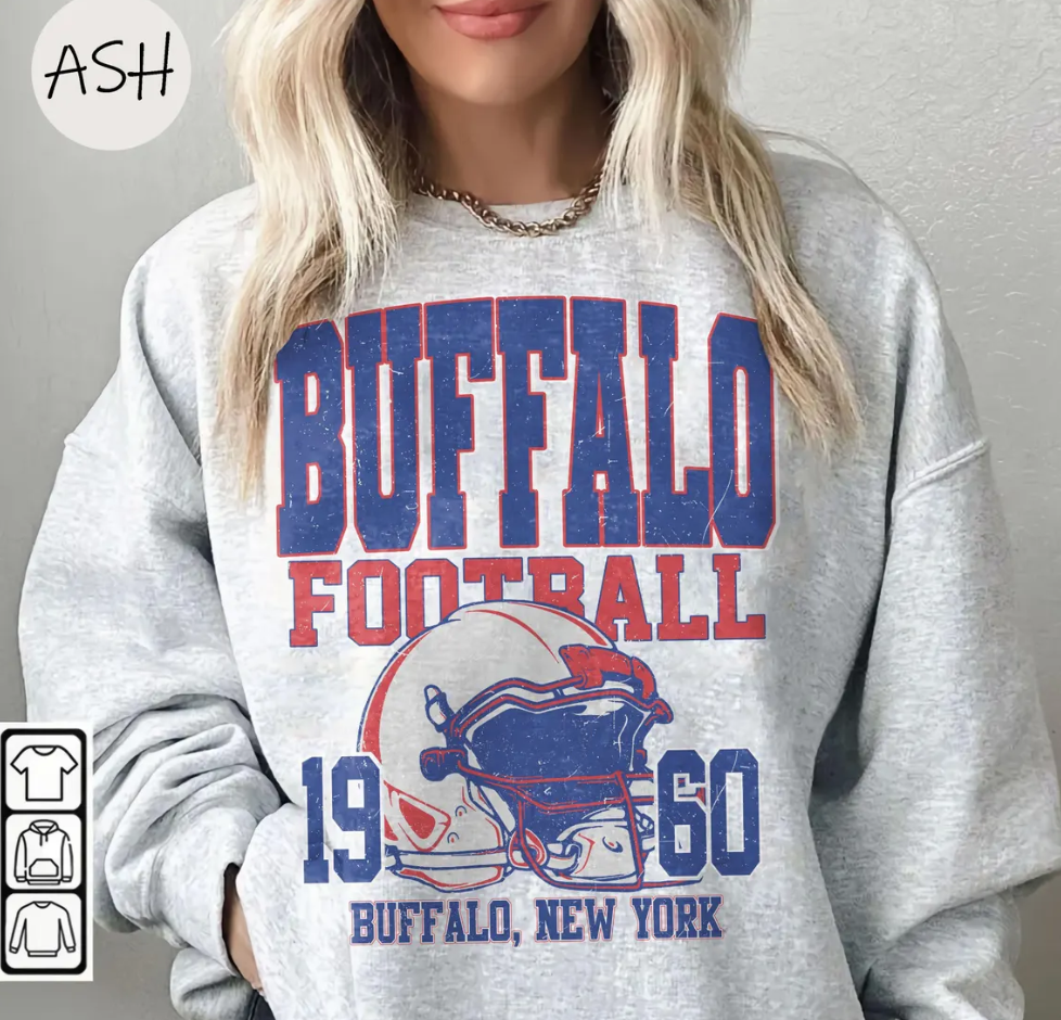 Vintage 90s Buffalo Football Vintage Sweatshirt Tee, Buffalo Bill Crewneck Sweatshirt,Buffalo New York,Buffalo Bill Fan Gift Sunday Football