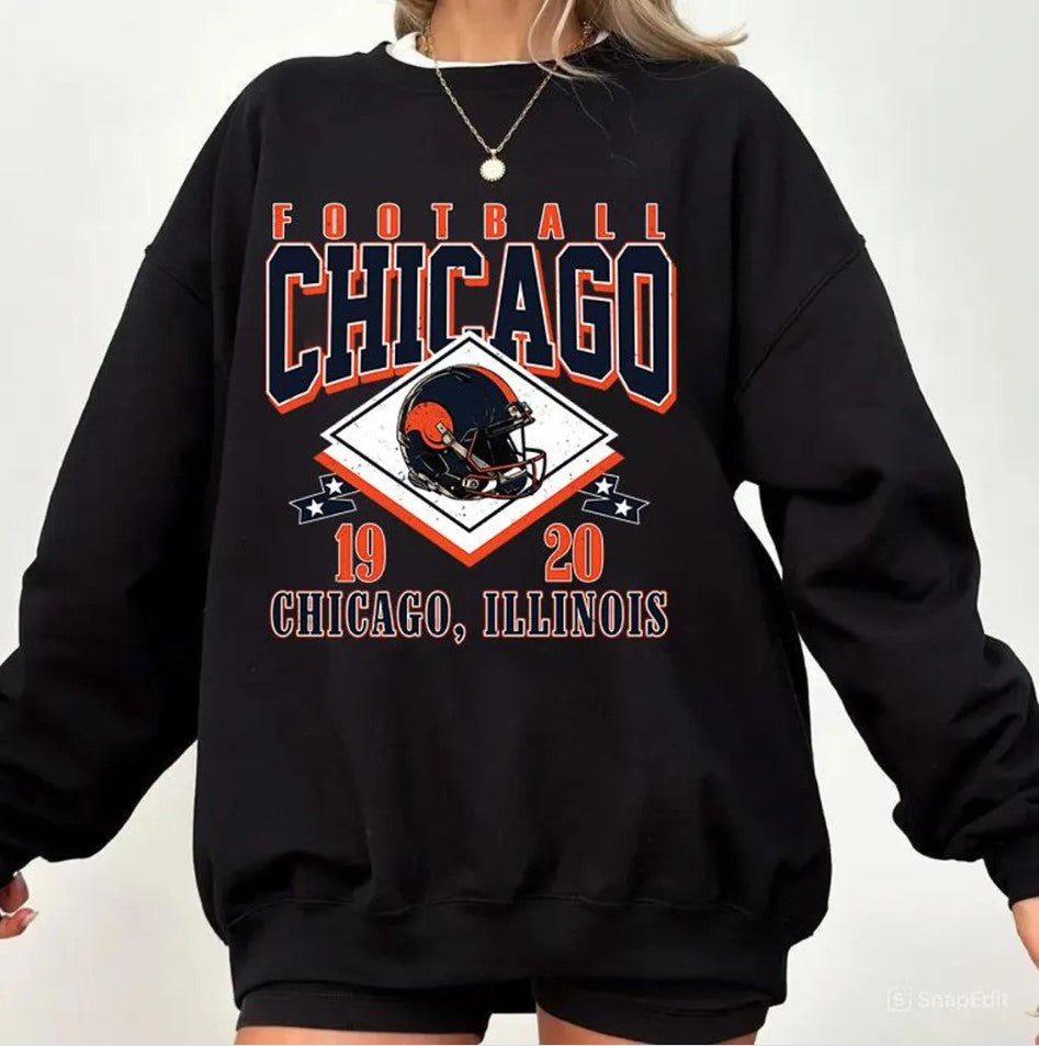Vintage style Chicago Football Sweatshirt,Sunday Football Shirt, 90s Style Sports Fan Sweater, Unisex Cozy Crewneck, Football shirt