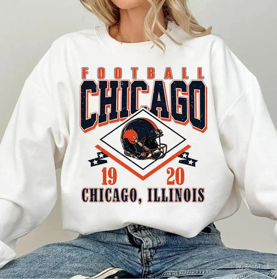 Vintage style Chicago Football Sweatshirt,Sunday Football Shirt, 90s Style Sports Fan Sweater, Unisex Cozy Crewneck, Football shirt
