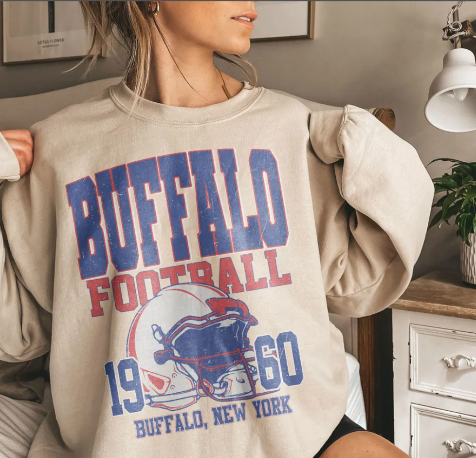 Vintage 90s Buffalo Football Vintage Sweatshirt Tee, Buffalo Bill Crewneck Sweatshirt,Buffalo New York,Buffalo Bill Fan Gift Sunday Football