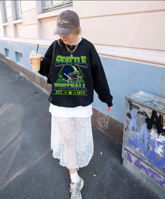 Seattle Football Vintage Sweatshirt T-Shirt,Seattle Seahawk Football Sweatshirt, Seahawk Fan Gift, Retro Seattle Football Shirt