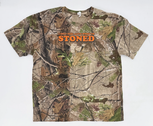 Stoned Camouflage Shirt Adult Extra Large Camo T-Shirt Parody Hunting Humor