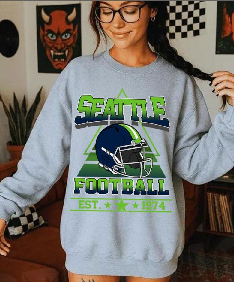 Seattle Football Vintage Sweatshirt T-Shirt,Seattle Seahawk Football Sweatshirt, Seahawk Fan Gift, Retro Seattle Football Shirt