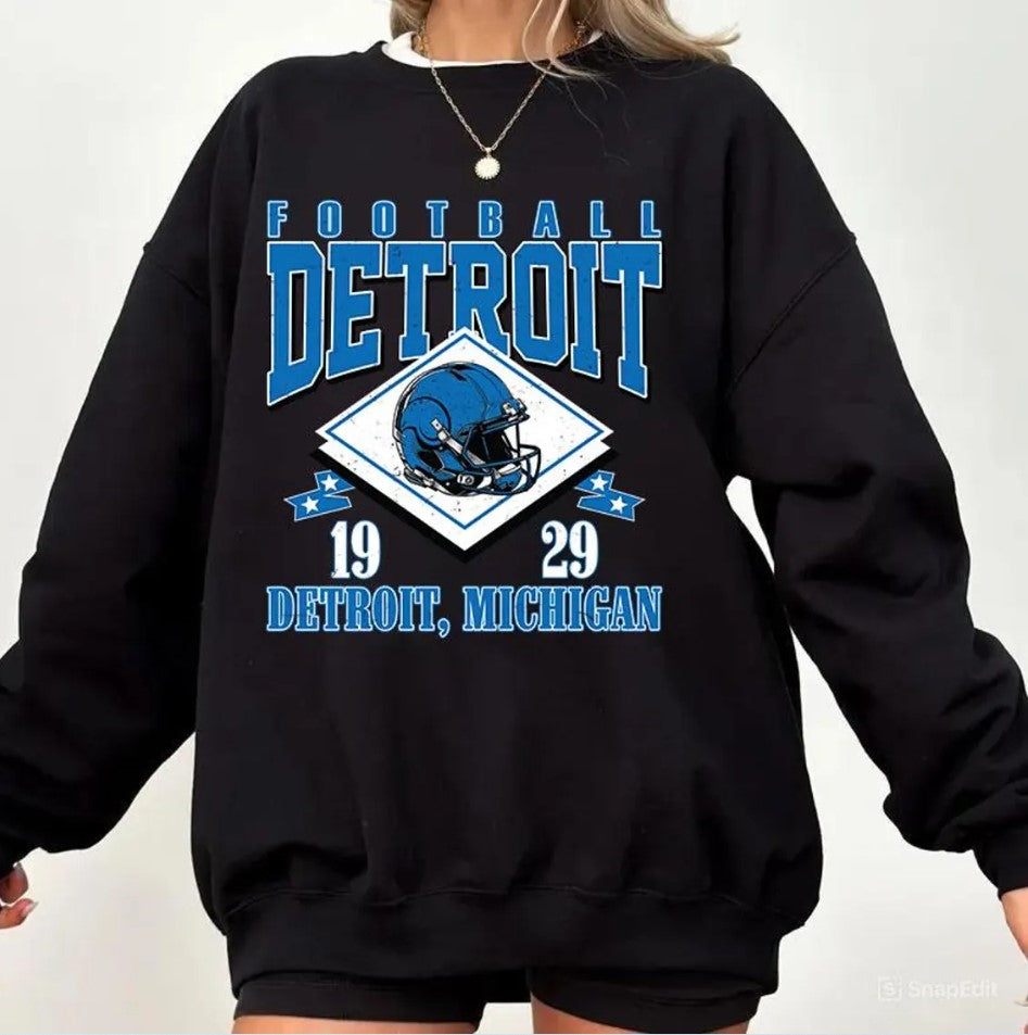 Vintage style Detroit Football Sweatshirt,Sunday Football Shirt, 90s Style Sports Fan Sweater, Unisex Cozy Crewneck, Football shirt