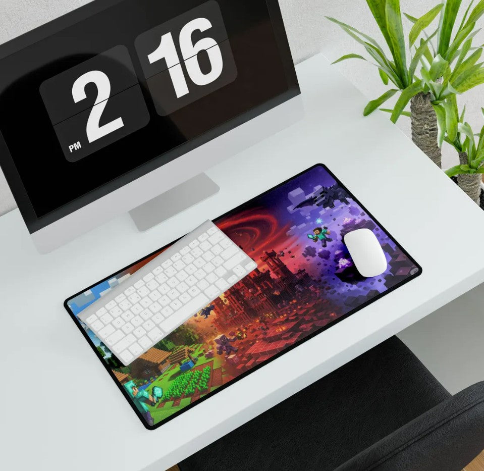 Minecraft Desk Mat - Gamer's Mouse Pad, Office Decor, Fun Gift for Kids, Video Game Accessory, Computer Desk Pad, Creative Workspace, Choose Size