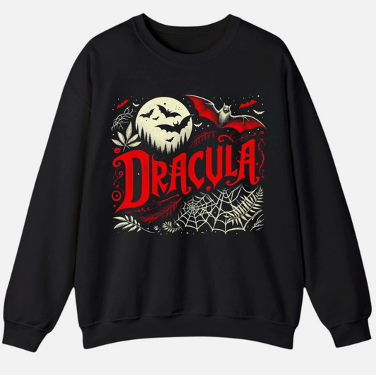 Dracula Halloween Bat Spider Web Moon Spooky Graphic T-shirt Hoodie Sweatshirt