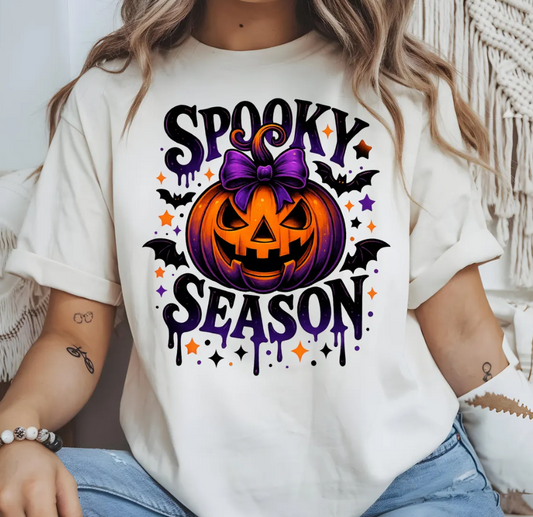 Spooky Season T-Shirt, Halloween Pumpkin Tee, Bat Graphic Shirt, Trick or Treat Shirt, Fall Vibes Tee, Halloween Party Shirt