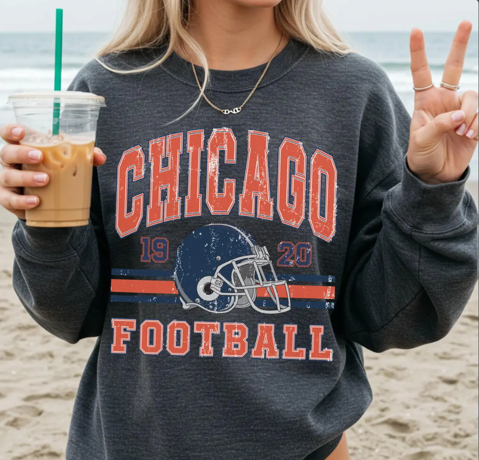 Vintage 90s Style Chicago Football Sweatshirt, Game Day Shirt, Chicago Team Football Shirt, Sunday Chicago, Sport Shirt, Chicago Football