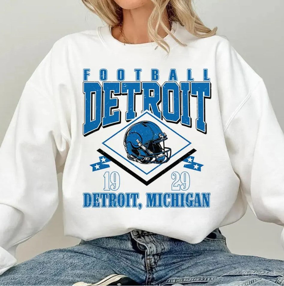 Vintage style Detroit Football Sweatshirt,Sunday Football Shirt, 90s Style Sports Fan Sweater, Unisex Cozy Crewneck, Football shirt